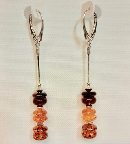 HWG-2394 Earrings, Dark, Light & Lemon Amber Drops $48 at Hunter Wolff Gallery